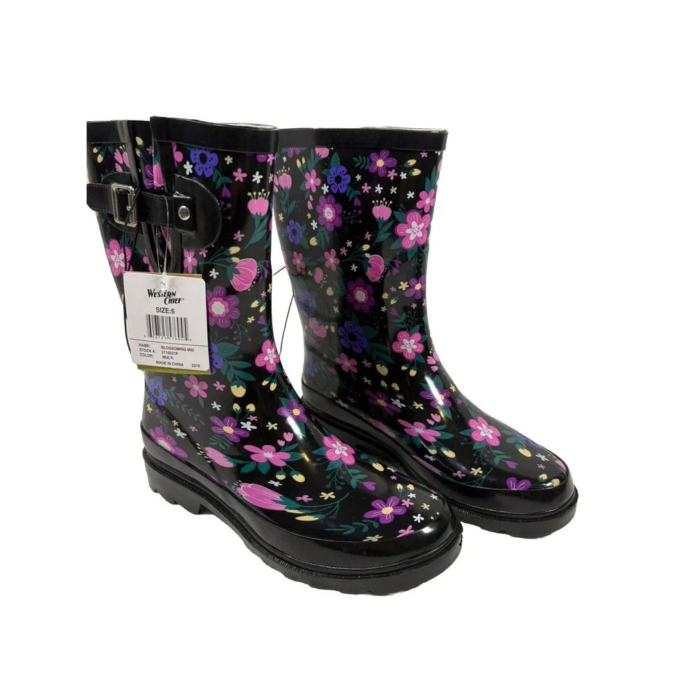 NWT Western Chief Women’s Blossom Mid Rain Boot Size 6 - Picture 1 of 6